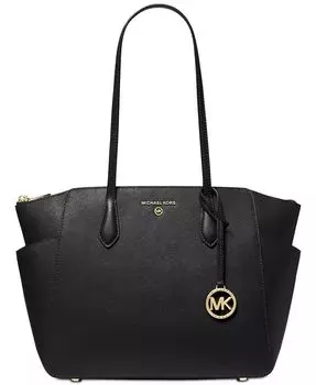 Кожаная сумка-тоут среднего размера с молнией сверху Marilyn Michael Kors, коричневый