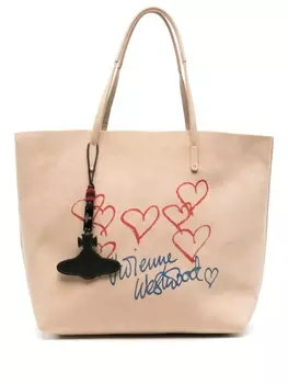 Кожаная сумка-тоут Studio с логотипом Vivienne Westwood, бежевый