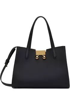 Кожаная сумка-тоут Trunkaroo small Marni, черный