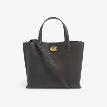 Кожаная сумка-тоут Willow с логотипом Coach, черный