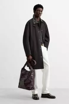 Кожаная сумка-тоут ZARA, красный