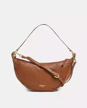 Кожаная сумка в форме полумесяца на молнии Pepe Jeans, коричневый