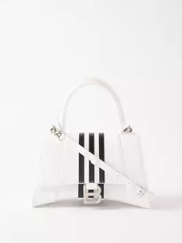 Кожаная сумка в полоску adidas hourglass xs Balenciaga, белый
