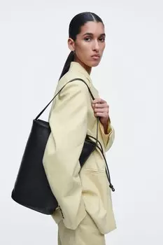 Кожаная сумка-ведро COS, черный