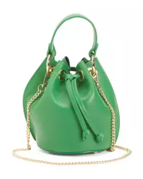 Кожаная сумка-ведро Made In Italy на шнурке Anna Paola, зеленый