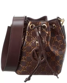 Кожаная сумка-ведро Valentino by Mario Valentino Jules Monogram, коричневый