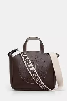 Кожаная сумочка Карла Лагерфельда Karl Lagerfeld, коричневый
