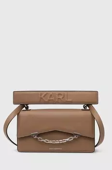 Кожаная сумочка Карла Лагерфельда Karl Lagerfeld, коричневый