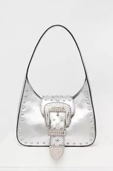 Кожаная сумочка Moschino Jeans, серебро