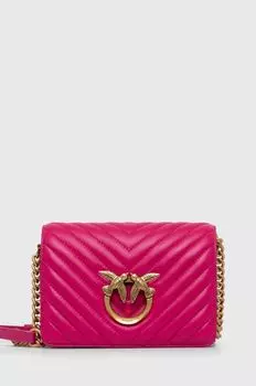 Кожаная сумочка Pinko, розовый