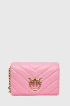 Кожаная сумочка Pinko, розовый