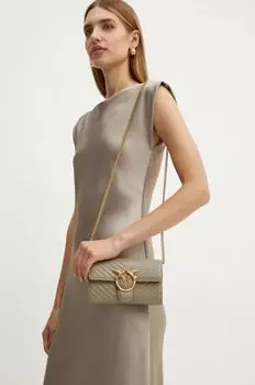 Кожаная сумочка Pinko, серый