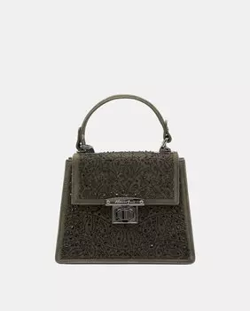 Кожаная сумочка с блестками и заклепками Alma en Pena, зеленый