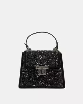 Кожаная сумочка с блестками и заклепками Alma en Pena, черный