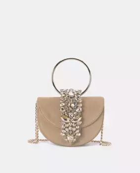 Кожаная сумочка с драгоценными камнями Alma en Pena, бежевый