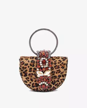 Кожаная сумочка с пайетками, трансформируемая в сумку через плечо Alma en Pena, бежевый