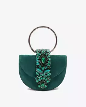 Кожаная сумочка со стразами, трансформируемая в сумку через плечо Alma en Pena, зеленый