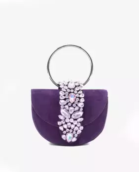 Кожаная сумочка со стразами, трансформируемая в сумку через плечо Alma en Pena, фиолетовый