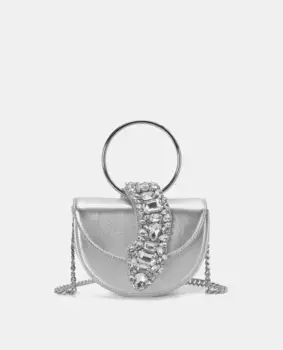 Кожаная сумочка со стразами, трансформируемая в сумку через плечо Alma en Pena, серебряный