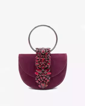 Кожаная сумочка со стразами, трансформируемая в сумку через плечо Alma en Pena, бордовый