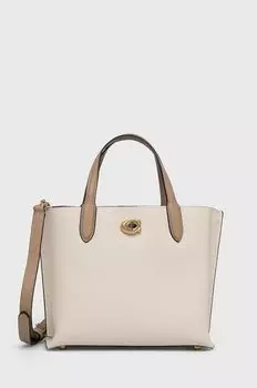 Кожаная сумочка Willow Coach, бежевый