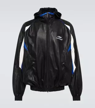 Кожаная толстовка Balenciaga, черный
