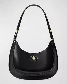 Кожаная трансформируемая сумка через плечо Robinson Crescent Tory Burch, цвет Black