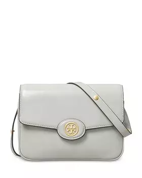Кожаная трансформируемая сумка через плечо Robinson Spazzolato Tory Burch, цвет Gray