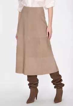 Кожаная юбка A-line skirt DreiMaster, бежевый
