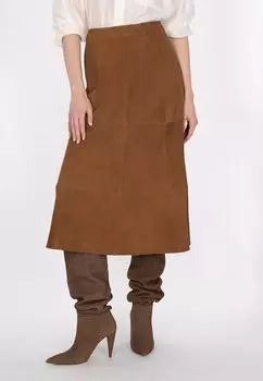 Кожаная юбка A-line skirt DreiMaster, цвет Cognac