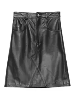 Кожаная юбка А-силуэта Manokhi, черный