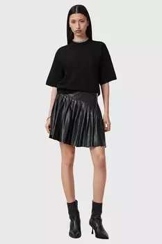 Кожаная юбка AllSaints VENA, черный