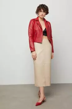 Кожаная юбка Answear Lab, бежевый