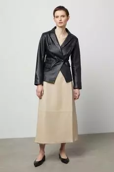 Кожаная юбка Answear Lab, бежевый