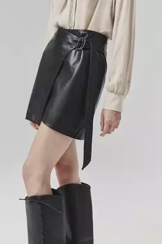 Кожаная юбка Answear Lab, черный