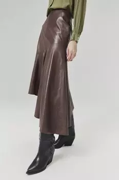 Кожаная юбка Answear Lab, коричневый