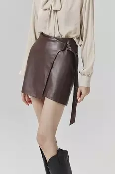 Кожаная юбка Answear Lab, коричневый