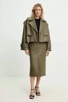 Кожаная юбка Answear.Lab, зеленый