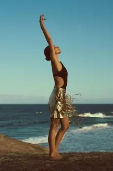 Кожаная юбка Answear Lab, золотой