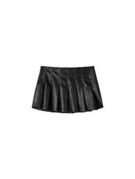 Кожаная юбка Bershka Skirt, черный
