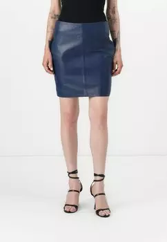 Кожаная юбка CECILIANA - Mini skirt 2nd Day, темно-синий