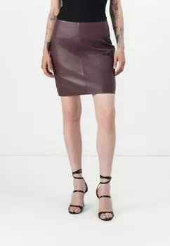 Кожаная юбка CECILIANA - Mini skirt 2nd Day, темно-фиолетовый