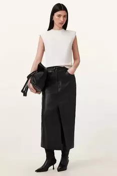 Кожаная юбка EDEN Allsaints, черный