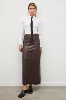 Кожаная юбка Gestuz, коричневый
