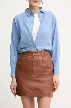 Кожаная юбка HILLARY SKIRT Pepe Jeans, коричневый