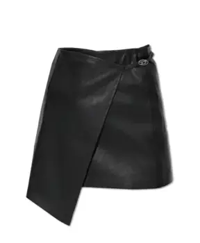 Кожаная юбка из кесселле Diesel, черный