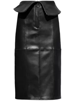 Кожаная юбка-карандаш Alexander McQueen, черный