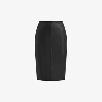 Кожаная юбка-карандаш Raya с завышенной талией Reiss, черный