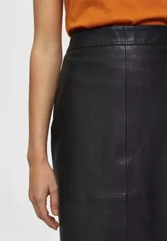 Кожаная юбка LEDERROCK Selected, черный