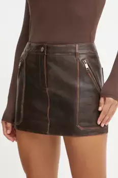 Кожаная юбка MICHAEL Michael Kors, коричневый